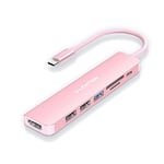 LENTION USB C Hub with 100W PD Charging, 4K HDMI, SD/Micro SD Card Reader, USB 3.0, Compatible 2023-2016 MacBook Pro, New Mac Air/Surface, Chromebook, More, Stable Driver Adapter(CB-CE18, Rose Gold)