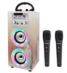DYNASONIC (3º Génération 2021 Modèle) Karaoke Enfant, Enceinte Bluetooth avec Micro et Karaoke Chanter Inclus (Deux), LED Multicolore Modelo 025-19