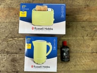 Russell Hobbs Eden Lemon Yellow Kettle & 2 Slice Toaster Matching Set Kitchen