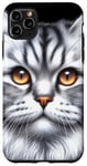 Coque pour iPhone 11 Pro Max Chat tigré argenté x Chat mignon x Chat gris