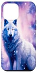 Coque pour iPhone 15 Plus Loup blanc dans l'art de style fantastique | Pour les amateurs de loup