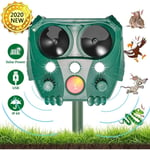 Groofoo Répulsif solaire ultrasonique pour animaux, répulsif effrayant pour chats, répulsif pour martres avec détecteur de mouvement et flash pour