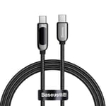 Baseus USB-C Kabel med Display, 100W, 1m - Svart