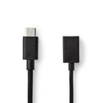 NEDIS USB 3.2 Gen 1-kabel   Type-C-han plugg   A-hun plugg  015 m   Svart