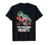 Dinosaur T-Rex Monster Truck Crushing Heart Valentines Day T-Shirt