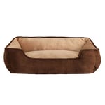 lionto Panier Chien 2-en-1 lit Chien Coussin réversible, (L) 110x80 cm Marron/Beige