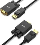 Câble DisplayPort vers VGA, 2 Paquet adaptateur mâle vers mâle, plaqué or, pour Lenovo, Dell, HP, Asus et autres marques, 1,8 m