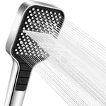 VEHHE Pommeau de Douche Economie Deau, Pommeau de Douche Haute Pression 7 Modes avec Bouton D'arrêt, Réglage D'une Seule Main et Buse en Silicone Anti-colmatage, Grand Douchette Douche(argent)