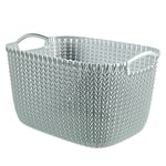 Curver Knit Effect Kitchen, Living room, Bathroom, Bedroom, Utility Large Rectangular Storage Basket 19 Litres - Misty Blue