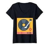 Womens Vinyl Record Player Album V-Neck T-Shirt