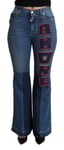 Dolce & Gabbana Jeans Bleu Amore Patch Coffre Coupe Coton Extensible IT42/US8/