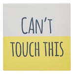 KitchenCraft Funny Dessous de plat carré en céramique avec inscription « Can't Touch This » Jaune/blanc 20 x 20 cm