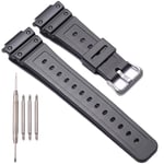 Resin Strap Compatible with Casio G-shock DW-5900 DW-9052 DW-5600 GW-6900 DW-6900 G-6900 Mens Replacement Watch Band Sports Waterproof Bracelet (Black Silver buckle)