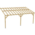 Carport adossé 6x3 - Pente 30% - Bois massif - Durable + Vis & pieds de poteaux réglables