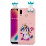 Rose-Otter Compatible pour Housse Coque Huawei P30 Lite Etui Silicone TPU Gel Ultra Fine Slim Antichoc Bumper Cover avec 3D Motif Licorne Unicorn + Rose