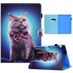 For Huawei MediaPad T5 Sewing Pen Slot Leather Tablet Case(Bow Tie Cat)