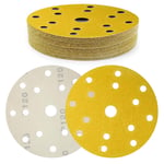 150mm Disque Abrasif 15 Trous Grain 120 Crochet et Boucle Disques de Ponçage 30 Pièces pour Ponceuses Orbitales Rondes et Aléatoires - pour le Bois le Métal et la Peinture