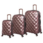 it luggage St Tropez Trois 3 Piece Hardside 8 Wheel Expandable Spinner Set, Metallic Rose Gold, 3 PC Set, St Tropez Trois 3 Piece Hardside 8 Wheel Expandable Spinner Set