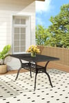 Outdoor Cast Aluminum Square Patio Table with Umbrella Hole