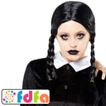 Amscan Official Addams Family Wednesday Wig Adults Ladies Fancy Dress