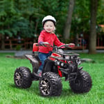 12V Quad Bike ATV with LED Lights, Music, Backrest, Forward Backward, Red