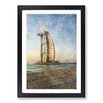 Big Box Art The Burj Al Arab in Dubai Vol.1 Painting Framed Wall Art Picture Print Ready to Hang, Black A2 (62 x 45 cm)