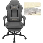 Woltu - Chaise Gaming, Fauteuil Gaming, avec Coussin à Ressorts Ensachés, Chaise Ergonomique, Appui-tête, Support Lombaire, Repose-Pieds, Tissu