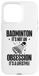 Coque pour iPhone 15 Pro Max Volant de raquette scientifique pour joueur de badminton