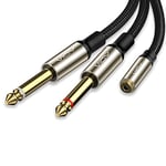 VIOY 3.5mm to Dual 6.35mm Audio Splitter Cable[2M], 1/4 Female Jack to Gold Plated 3.5mm Male Plug Stereo Breakout Cable