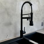 Liquida GR264MB Black Kitchen Mixer Tap With Swivel Spout And Directional Spray