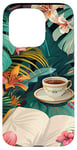 Coque pour iPhone 15 Pro White Pop Art Tropical Magic Book Floral Coffee Books