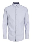 JACK & JONES T- Shirt Jprblaparker Détails L/S Noos Chemise de Loisirs, Blanc/Bleu, M Homme