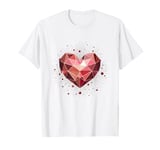 Crystal Geometric Heart Valentines Day Girls Aesthetics Pink T-Shirt