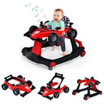 DREAMADE Trotteur Bébé, Trotteur Pliable 3 en 1 avec Hauteur Réglable,Marcher-Pliable avec Forme de Voiture & Musique et Lumière,Siège et Dossier Confortable,pour Enfant de 6 à 18 mois