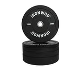 EXTREME FITNESS Ironwod Black Olympic Rubber Bumper Weight Plates Barbell Weights Set for Strength Training and Weightlifting 2" (25kg Pair)