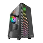 MARSGAMING MC-Volt, Boîtier Gaming ATX, Ventilateur ARGB 120mm, Grille Frontale ARGB, Fenêtre Latérale en Verre Trempé, Gestion de Câblage, Semi-Tour PC avec Support Refroidissement Liquide, Noir