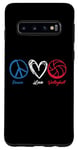 Coque pour Galaxy S10 Peace Love Volleyball Joueurs Coeur Lovely Ball Sport Lovers