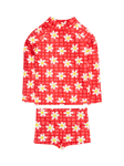 Frugi Kids' Rachel Floral Check Rash Vest & Swim Shorts Set, Red/Multi