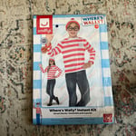 Official Where's Wally Fancy Dress Medium Age 7-9 Book Day Kit Top Hat Glasses