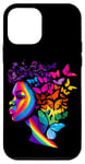 iPhone 12 mini Black Art Butterflies African American Woman LGBT Case