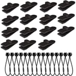 CCYKXA 15Pcs Clip de Tente Bâche avec 12x Tendeur Corde Elastique, Pince a oeillet pour bache Camping Accessoires pour Tentes, bache Piscine, Bâches,