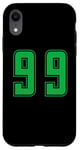 Coque pour iPhone XR Vert Numéro 99 Équipe Junior Sports Uniforme Numéroté