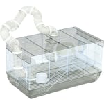 Pawhut - Cage rongeur hamster - tunnel, poignée, accessoires - plastique acier gris blanc