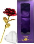 TINYOUTH 24k Gold Forever Rose, 24K Red Rose Plated With Stand