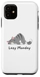 Coque pour iPhone 11 Tee-shirt amusant pour chat, lundi, chaton sans énergie