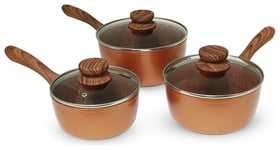 JML Copper Stone Pan 3 Piece Set with Lids - Brown