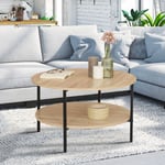 Table basse double plateau ronde DETROIT 70 cm design industriel