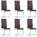 vidaXL spisebordsstole med cantilever 6 stk. kunstlæder brun