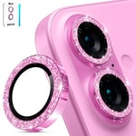 imluckies Glitter Camera Lens Protector for iPhone 16 / iPhone 16 Plus, AR+AF Tempered Glass, 9H Ultra-Tough Metal Individual Lens Cover, HD Clear Camera Accessories, Bling Pink