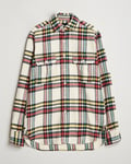 Drake's Brushed Cotton Work Shirt Ecru/Red/Green